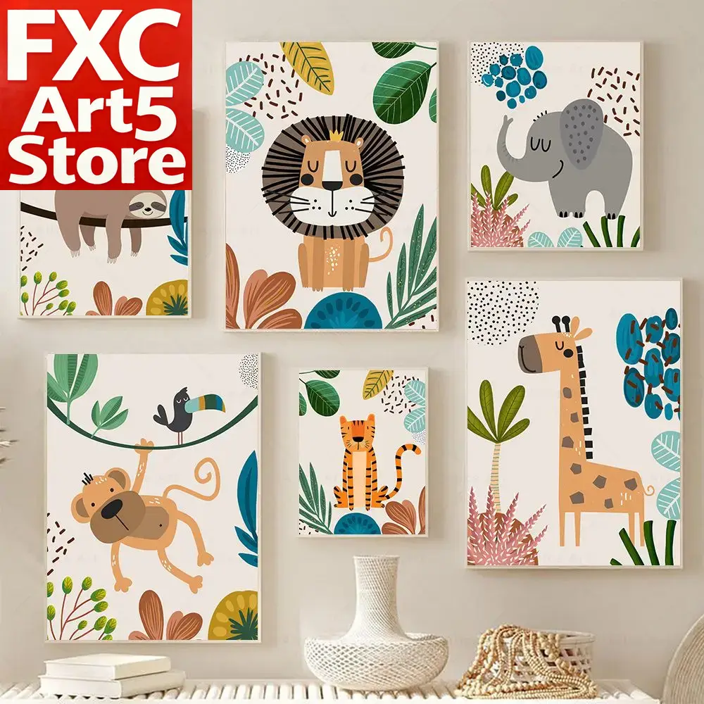Baby Nursery Home - Boho Maymun Aslan Zürafa Kuş Zebra