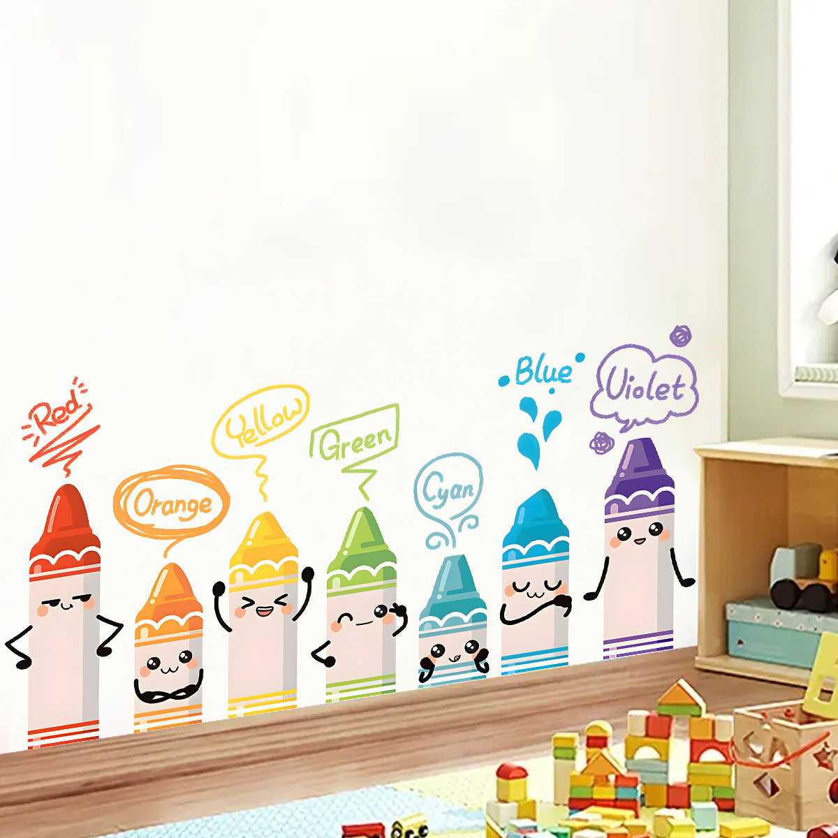 Baby Nursery Needs - Karikatür sevimli renkli mum boya desen
