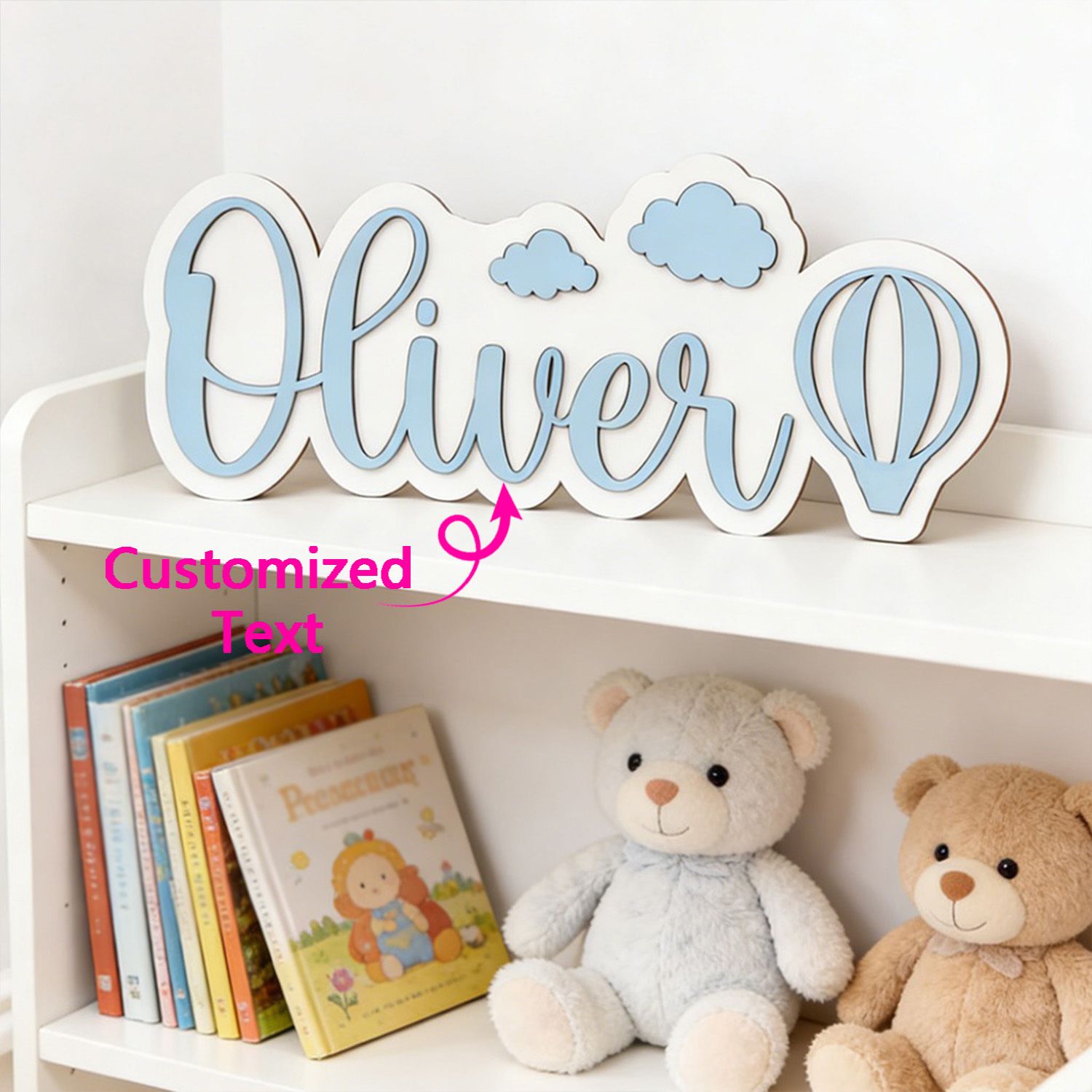 Baby Nursery Artwork - Kişiye Özel Sıcak Hava Balonu ve