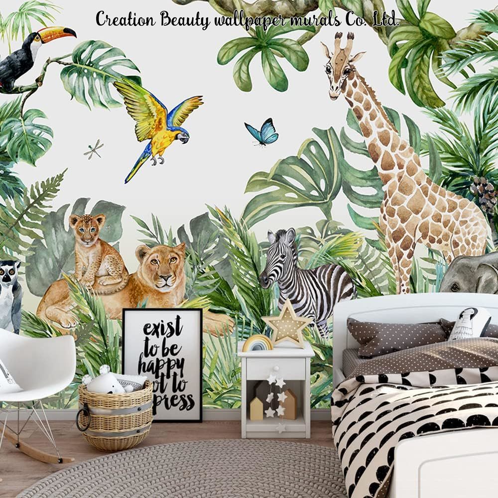 Suluboya Hayvanlar Orman Duvar - Baby Nursery Jungle Wallpaper incelemesi ve fiyatı