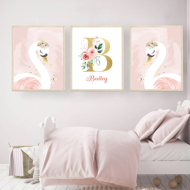 Pembe taç kuğu altın özelleşti - Baby Nursery Name Letters incelemesi ve fiyatı